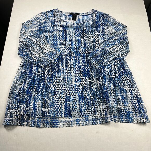 Ali Miles Tunic Shirt Abstract Print 3/4 Sleeve Wearable Art Casual Textured 1X - Picture 1 of 10